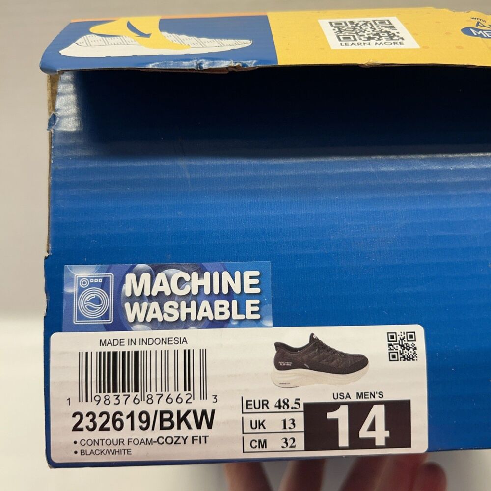 Skechers Slip-Ins Black White Sole Cozy Fit Hands Free Men Sz 14 New in Box - Picture 11 of 11